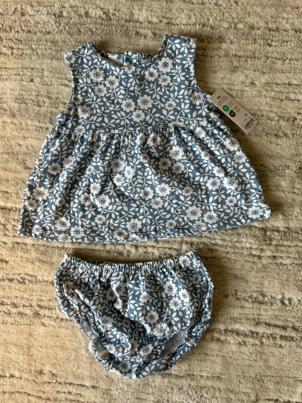 Carter's Blue and White Floral Dress with Matching Bloomers NWT